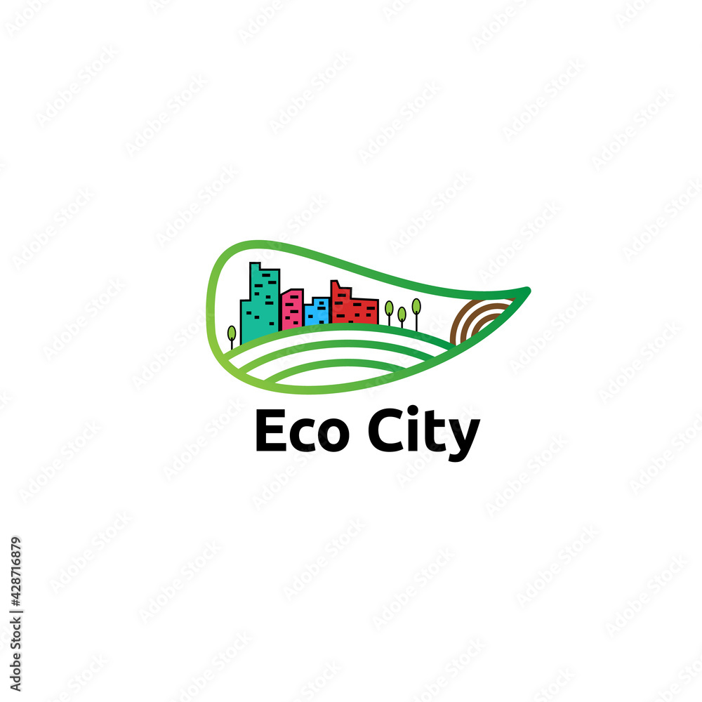 Fototapeta premium eco city farm logo vector icon, element, and template for company