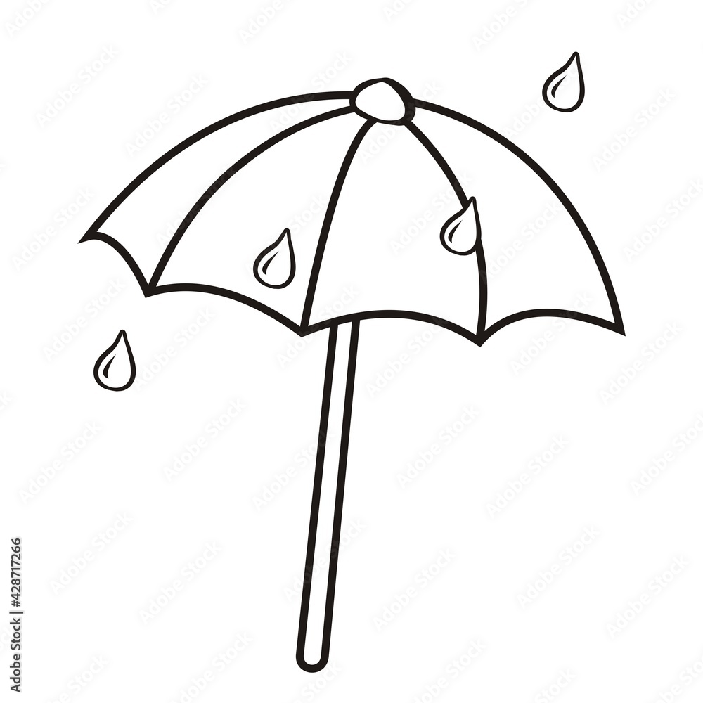 open umbrella, simple vector icon, black and white illustration, coloring book open umbrella, simple vector icon, black and white illustration, coloring book