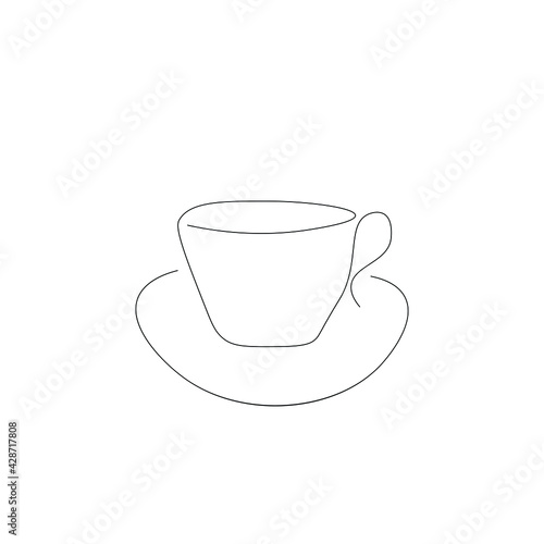 Cup of coffee line drawing vector illustration