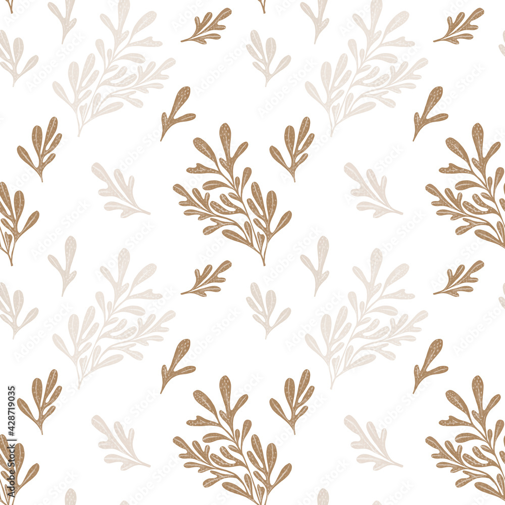Abstract floral seaweeds seamless pattern. Hand drawn image. Digital art. Red sea seaweeds background. Abstract floral seaweeds seamless pattern. Hand drawn image. Digital art. Red sea seaweeds background.