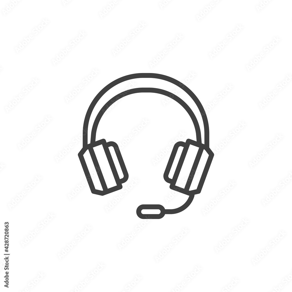 Wireless headset line icon. Wireless headset line icon.