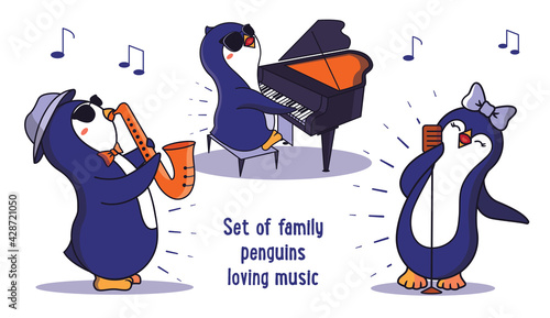 The collection of family animals loving music is good for World Music day designs.