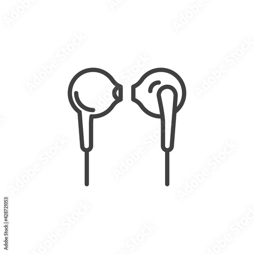 Wired earphones line icon