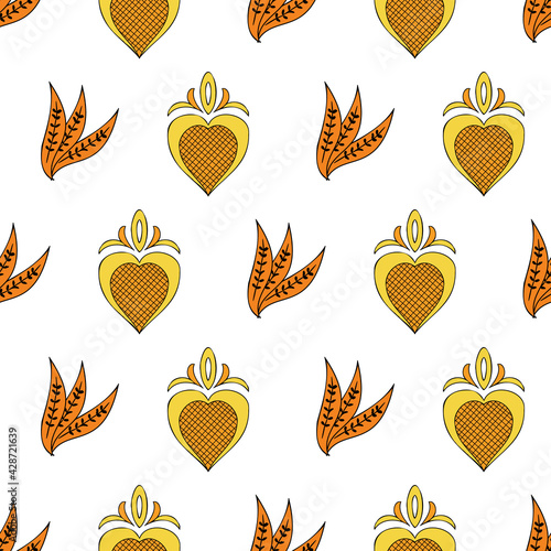 Vector white background Brittany celtic, Breton trational folklore symbols seamless pattern. Seamless pattern background