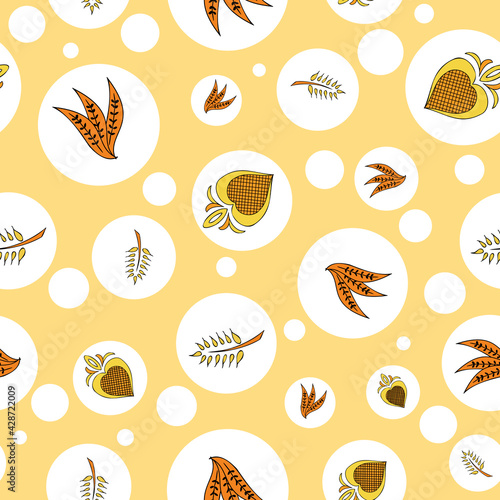 Vector beige background Brittany celtic, Breton trational folklore symbols seamless pattern. Seamless pattern background