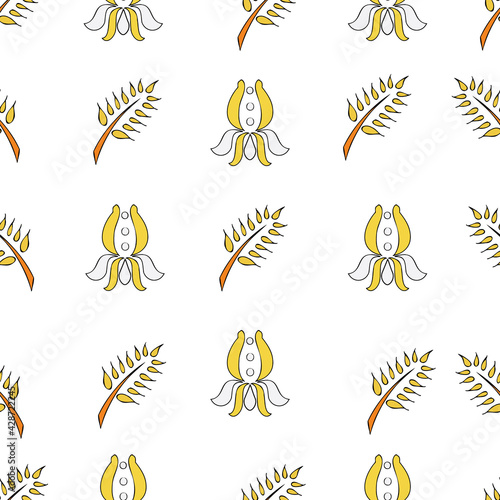 Vector white background Brittany celtic, Breton trational folklore symbols seamless pattern. Seamless pattern background
