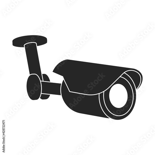 Camera video vector black icon. Vector illustration cctv on white background. Isolated black illustration icon of camer video.