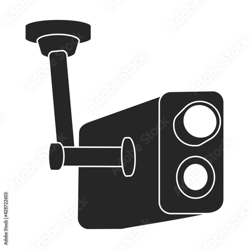 Camera video vector black icon. Vector illustration cctv on white background. Isolated black illustration icon of camer video.