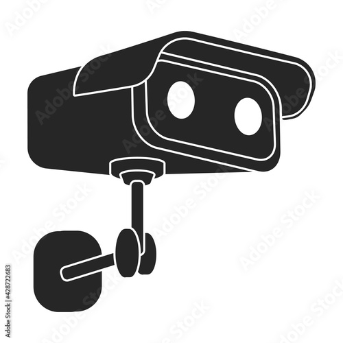 Camera video vector black icon. Vector illustration cctv on white background. Isolated black illustration icon of camer video.