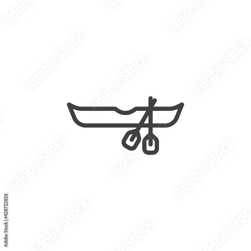 Rowboat and oars line icon