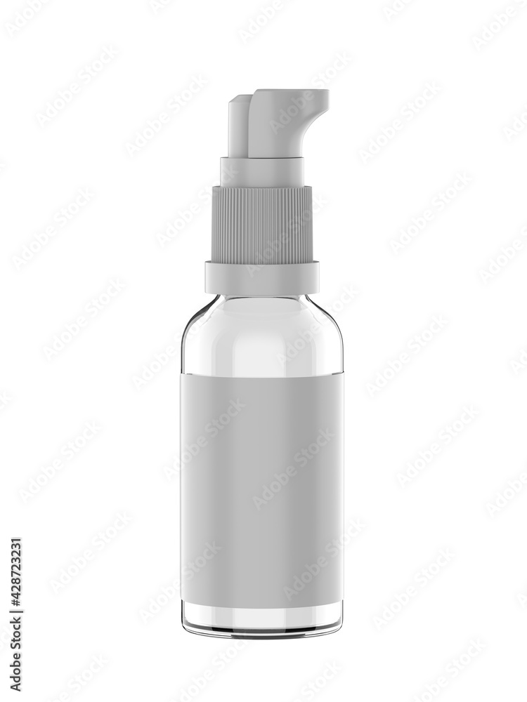 Blank Cosmetic container bottle pump with lock, 3d render illustration. Blank Cosmetic container bottle pump with lock, 3d render illustration.