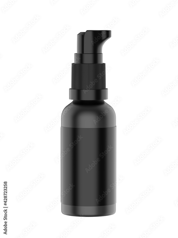 Blank Cosmetic container bottle pump with lock, 3d render illustration. Blank Cosmetic container bottle pump with lock, 3d render illustration.