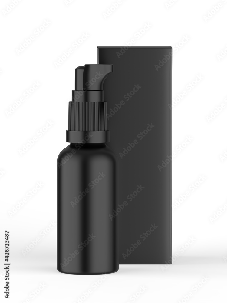 Blank Cosmetic container bottle pump with lock, 3d render illustration.