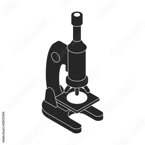 Microscope of lab vector black icon. Vector illustration microscope on white background. Isolated black illustration icon of lab equipment.