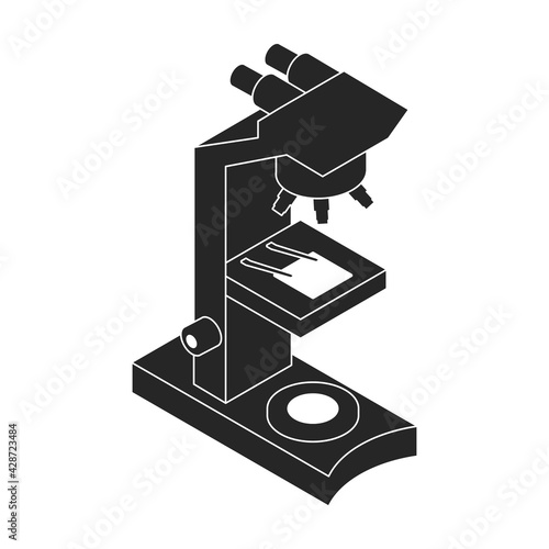 Microscope of lab vector black icon. Vector illustration microscope on white background. Isolated black illustration icon of lab equipment.