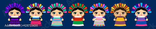 Traditional Doll Mexican master collection vector illustration.