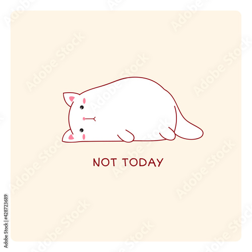 Square card with a lying lazy cat