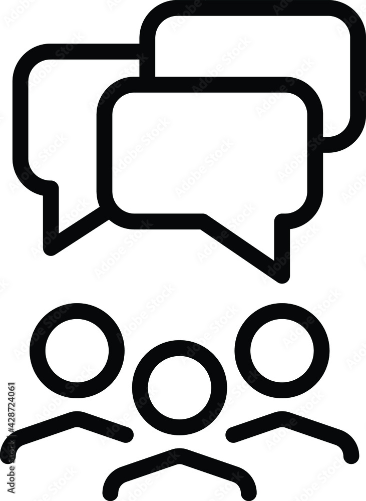 Speech bubbles under group of people line icon. Team, talking, discussion. Meeting concept. Can be used for topics like conference, teamwork, brainstorming. Speech bubbles under group of people line icon. Team, talking, discussion. Meeting concept. Can be used for topics like conference, teamwork, brainstorming.