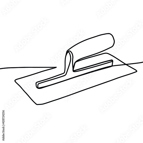 Trowel construction pain plastering tool.  Tools for finishing. Close up plasterer man's hand.