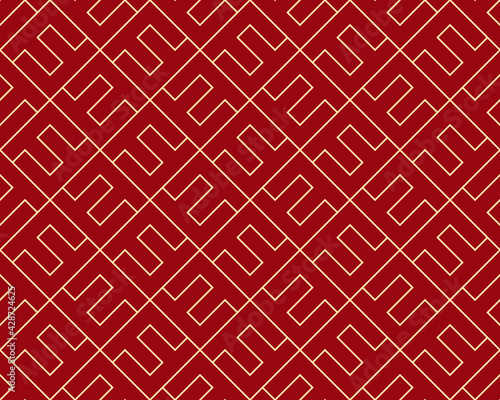 The geometric pattern with lines. Seamless vector background. Gold and red texture. Graphic modern pattern. Simple lattice graphic design