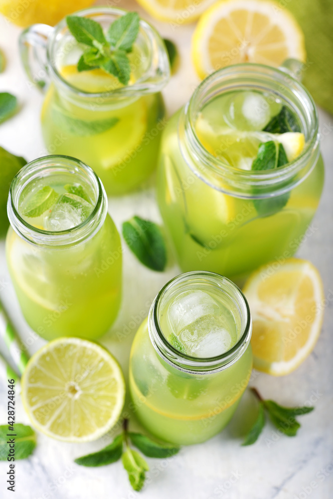 Mint lemonade with lemon and lime Mint lemonade with lemon and lime