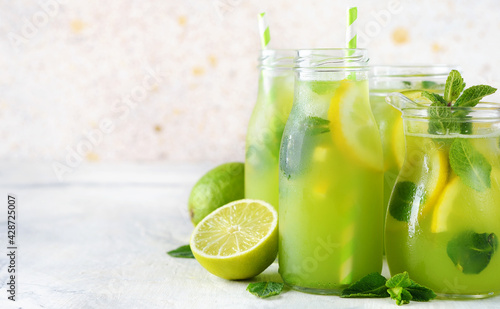 Mint lemonade with lemon and lime