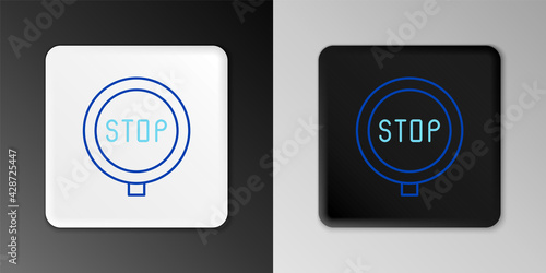 Line Stop sign icon isolated on grey background. Traffic regulatory warning stop symbol. Colorful outline concept. Vector