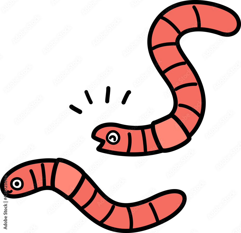 Naklejka premium かわいいミミズのキャラクター