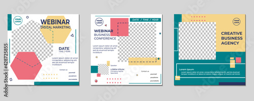 Set of digital marketing business webinar conference banner, corporate social media post, social media banner and other online seminars.