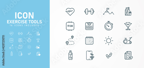 16 circuit icons of exercises Designed as a vector