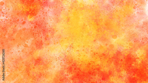 赤、オレンジの水彩の筆の跡、グランジ、背景素材、テクスチャ
