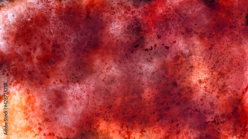 赤色の水彩の筆の跡、グランジ、背景素材、テクスチ