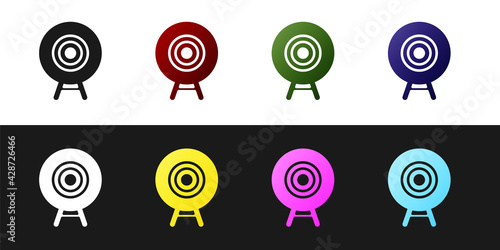 Set Target sport icon isolated on black and white background. Clean target with numbers for shooting range or shooting. Vector