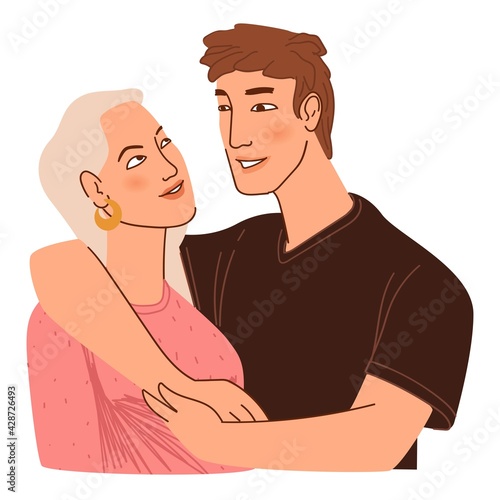Couple with great age difference, son and mother