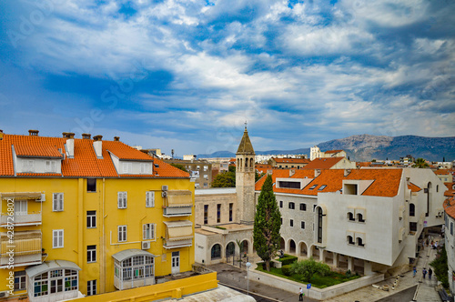 Panoramic view of the historic center of Split, an ancient city in Croatia.
