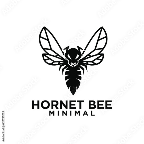 minimal big hornet bee vintage vector premium logo