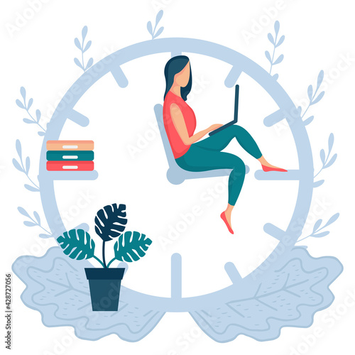 woman sitting clock arrows 6 dd ww isol
