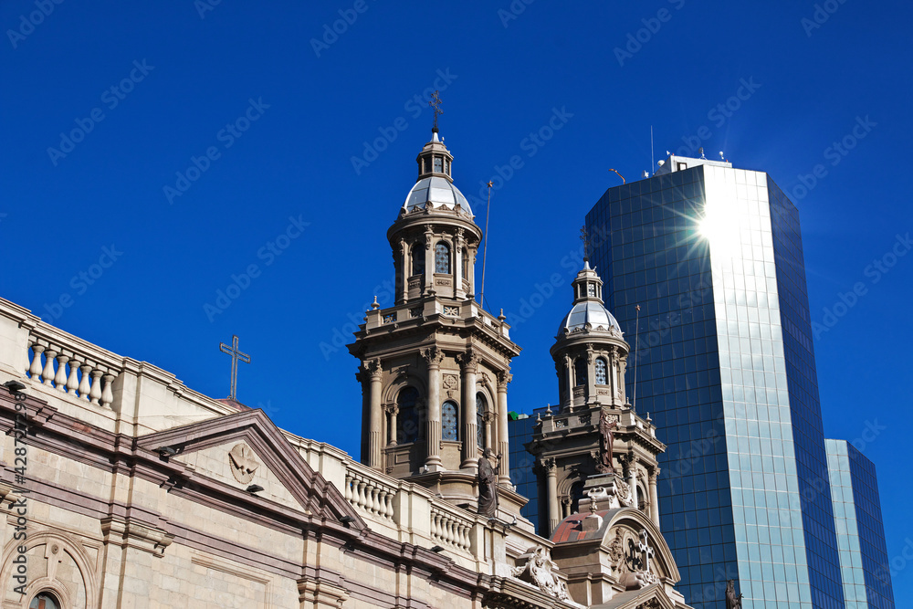 The cathedral in the center of Santiago, Chile