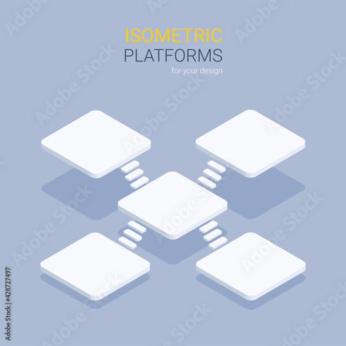 isometric vector illustration on gray background, isometric platforms for creating design projects and infographic templates