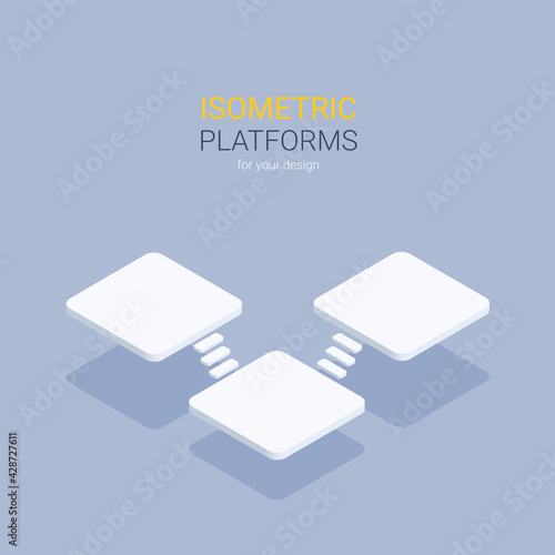 isometric vector illustration on gray background, isometric platforms for creating design projects and infographic templates