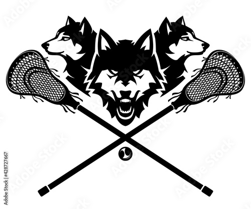 Wolf Pack Lacrosse Team Sport Symbol