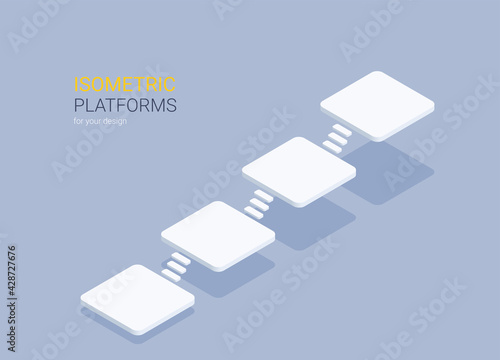 isometric vector illustration on gray background, isometric platforms for creating design projects and infographic templates