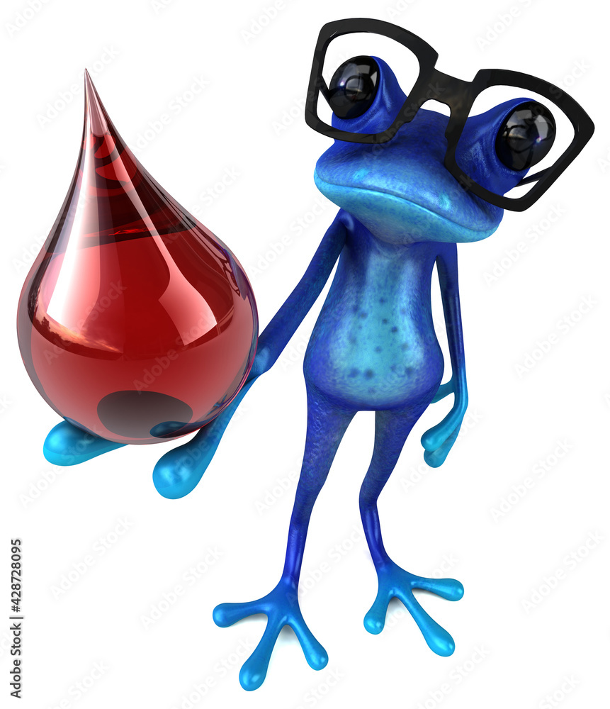 Fototapeta premium Fun blue frog - 3D Illustration