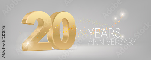 20 years anniversary vector icon, logo. Isolated graphic design with 3D number for 20th anniversary