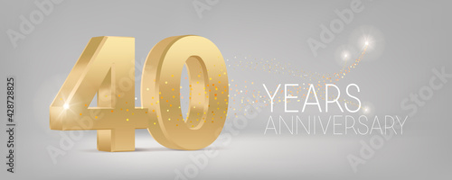 40 years anniversary vector icon, logo. Isolated graphic design with 3D number for 40th anniversary