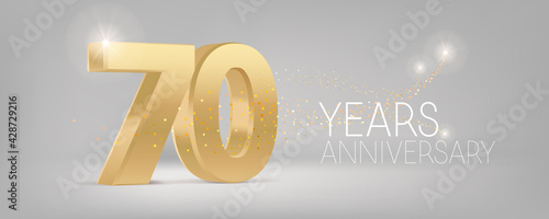 70 years anniversary vector icon, logo. Isolated graphic design with 3D number for 70th anniversary
