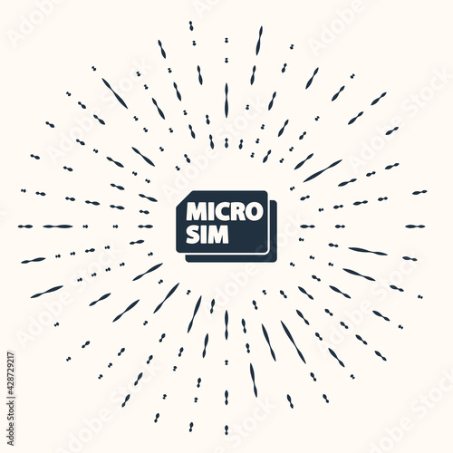 Grey Micro Sim Card icon isolated on beige background. Mobile and wireless communication technologies. Network chip electronic connection. Abstract circle random dots. Vector