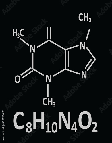 Caffeine molecular structure. vector illustration