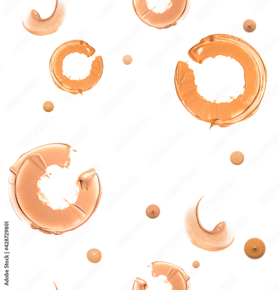 Seamless pattern of Powder cushion with smeared sample in the shape of a circle, Cosmetic isolated on white background Seamless pattern of Powder cushion with smeared sample in the shape of a circle, Cosmetic isolated on white background