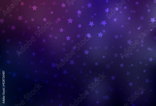 Dark Purple vector pattern with christmas snowflakes, stars.